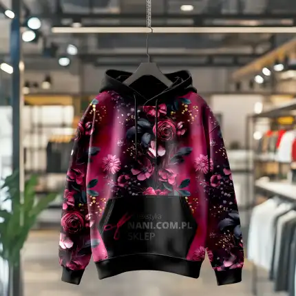 Burgundowa Abstrakcja-Dresówka Pętelka 235g/m2