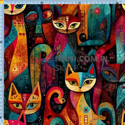 zakręcone koty-Jersey 210g/m2