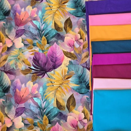 Elegancka botanika- Dresówka Pętelka 235g/m2