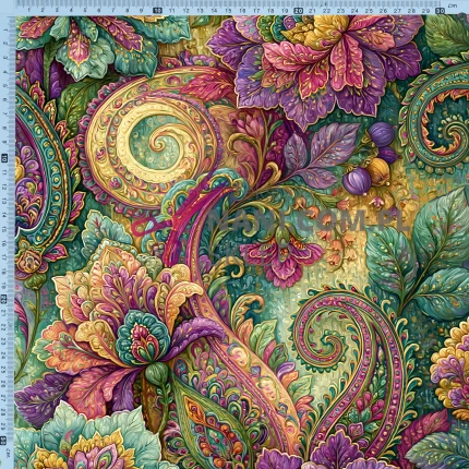 Jesienne paisley - Dresówka Pętelka 235g/m2