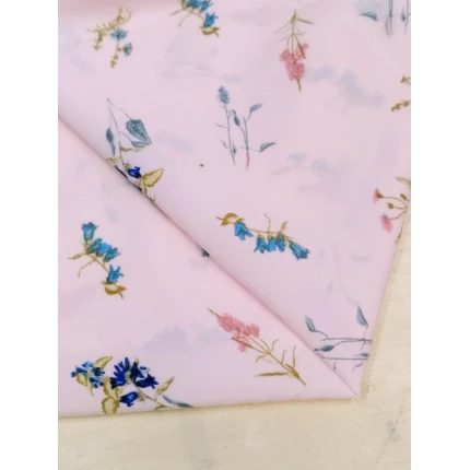 Subtelny Róż Z Kwiatami - Silky - 80g/m2